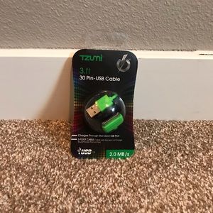 Tzumi 3ft Green 30-Pin USB Cable
